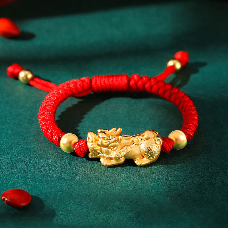 Buddha Stones per bambini in argento sterling 999 PiXiu Wealth King Kong Knot String Braided Kids