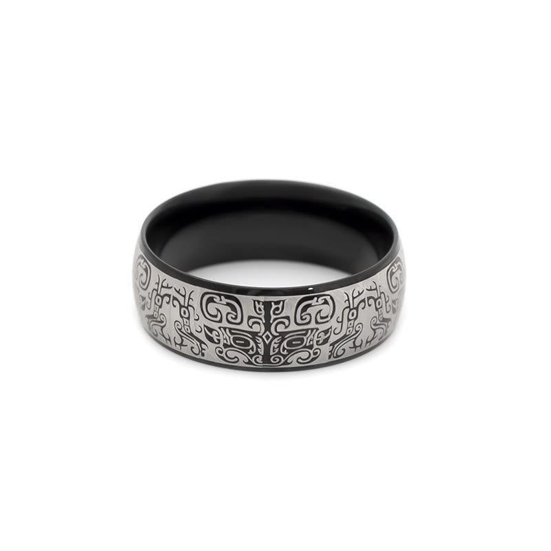 Anello in acciaio al titanio Buddha Stones, creatura mitologica fortunata Taotie