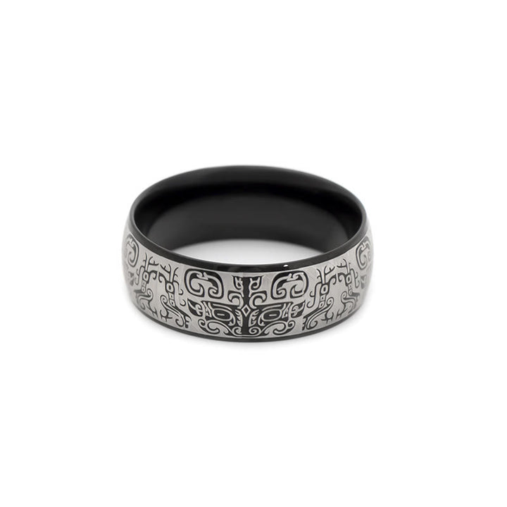 Anello in acciaio al titanio Buddha Stones, creatura mitologica fortunata Taotie