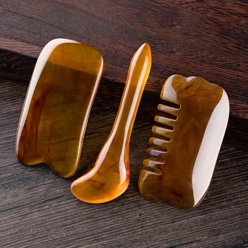 Set di pettini per massaggio completo del corpo e del viso Gua Sha in resina