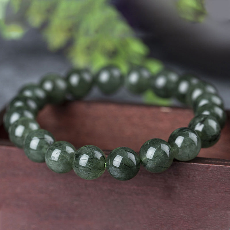 Braccialetto di benedizione e ricchezza in cristallo verde naturale Buddha Stones