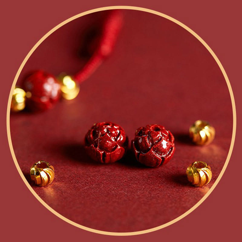 Braccialetto intrecciato con fibbia della pace in cinabro e loto fatto a mano con Buddha Stones - image 14