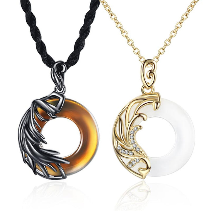 Collana con ciondolo rotondo da meditazione in ossidiana e calcedonio Buddha Stones