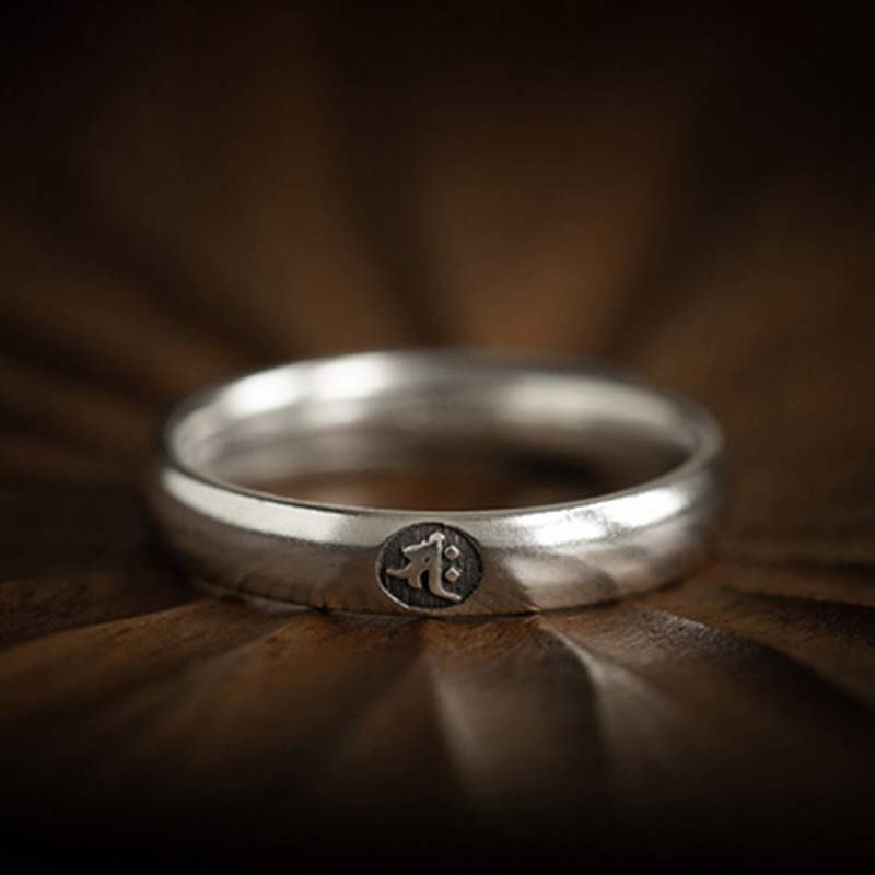 Anello di coppia di benedizione del Buddha Buddha Stones in argento sterling 925, zodiaco cinese, natale