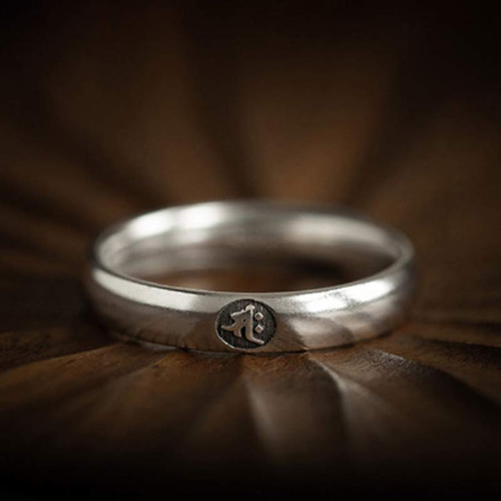 Anello di coppia di benedizione del Buddha Buddha Stones in argento sterling 925, zodiaco cinese, natale