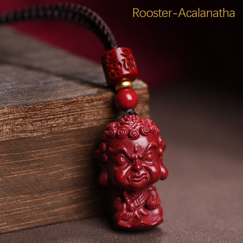 Buddha Stones Zodiaco cinese Buddha natale Cinabro naturale Amuleto Tieni lontani gli spiriti maligni Collana pendente