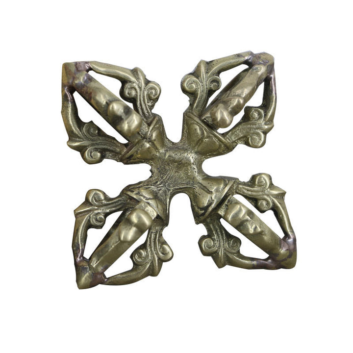 Nepal fatto a mano 5 punte doppio Dorje rame resistenza Vajra