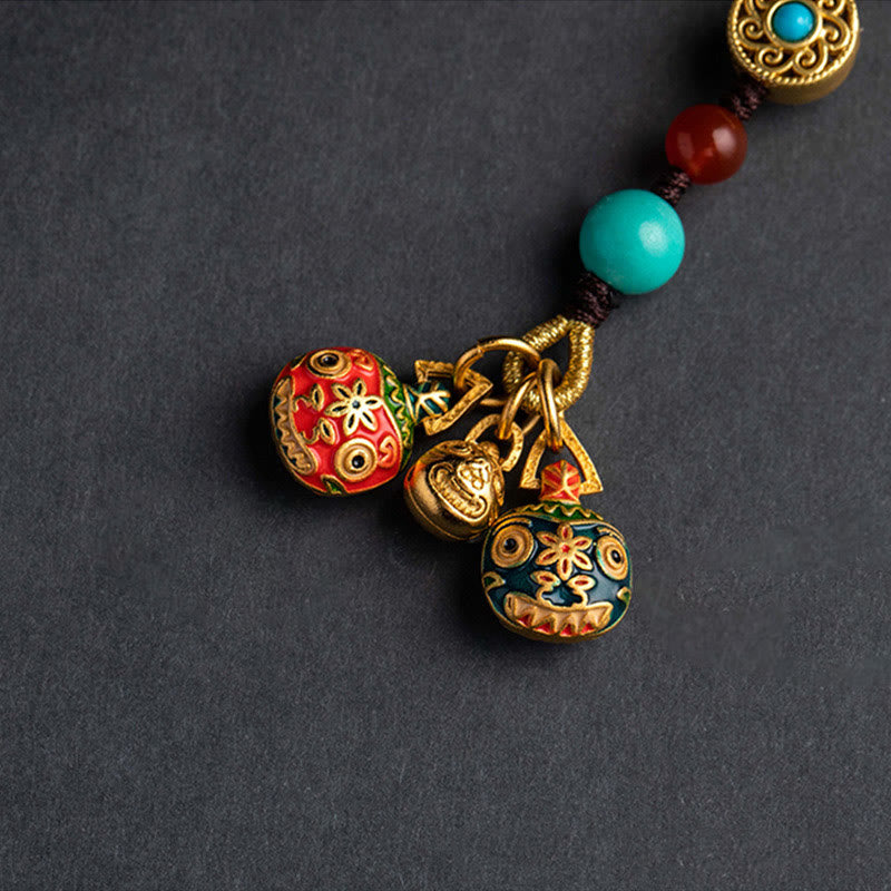 Buddha Stones Oro Ingoiare Bestia Famiglia Fortuna Portachiavi Auto Telefono Appeso Decorazione