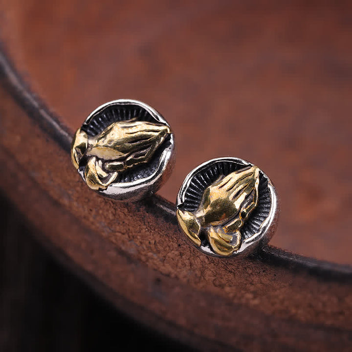 Orecchini a bottone Buddha Stones in argento sterling 925 Namaste Equality