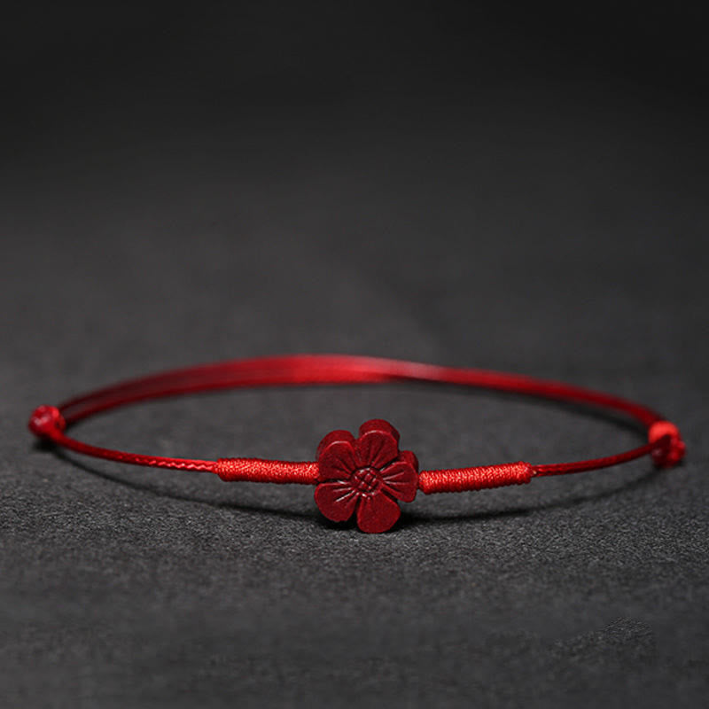Braccialetto intrecciato con benedizione di Buddha Stones , fatto a mano, con fiore di prugna, quadrifoglio, PiXiu, loto, pesce koi, cinabro