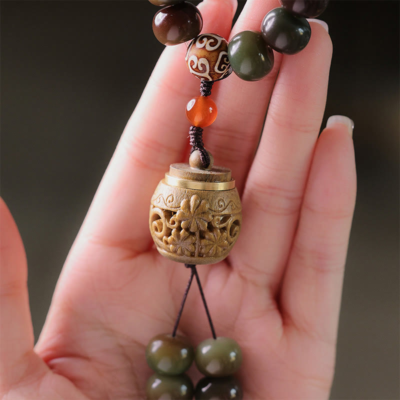 Buddha Stones 108 Mala Beads Dunhuang Color Bodhi Seed Dzi Bead Keep Away Evil Spirits Bracciale