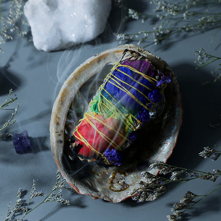 Buddha Stones, margherite colorate, fiori di rosa rossa, bastoncino di sbavatura per la pulizia della casa, incenso, guarigione, meditazione, bastoncino di sbavatura, rituali, set