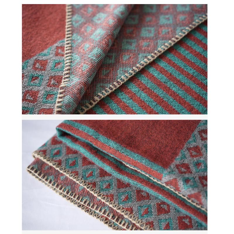 Buddha Stones tibetano con motivo a rombi a righe, sciarpa calda e morbida invernale