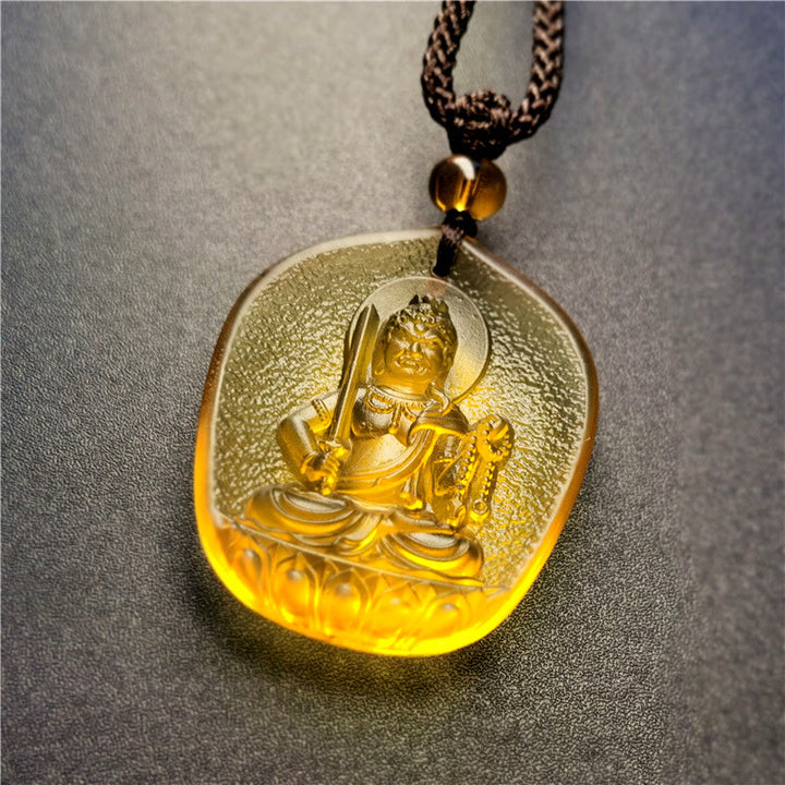 Buddha Stones Zodiaco cinese Buddha natale Benedizione Liuli Cristallo Compassione Collana Pendente - Gallo-Acalanatha - image 4