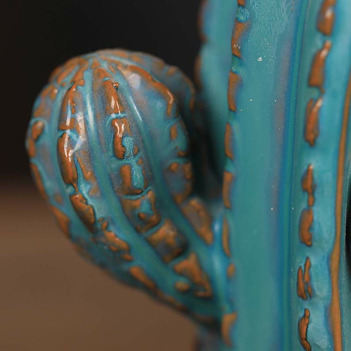 Bruciatore di incenso con fontana di fumo a riflusso curativo in ceramica di cactus