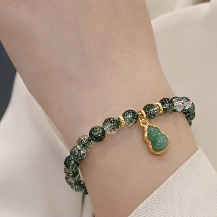 Braccialetto con ciondolo Buddha Stones naturale verde fantasma della fiducia in zucca