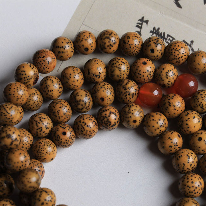 Buddha Stones 108 Mala Beads Bodhi Seed Braccialetto di Agata Rossa Auspiciousness