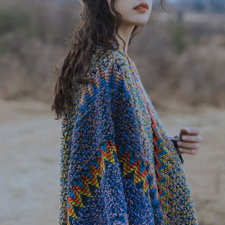 Scialle tibetano Buddha Stones, morbido e caldo, mantello lavorato a maglia, sciarpa tibetana invernale con nappe