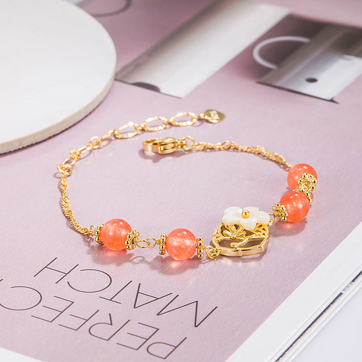 Braccialetto Buddha Stones Red Agate Tridacna Stone Flower Confidence