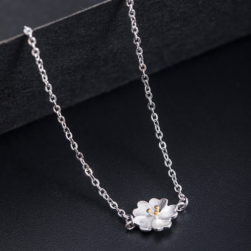 Bracciale a catena con benedizione dei fiori di ciliegio in argento sterling 925 Buddha Stones