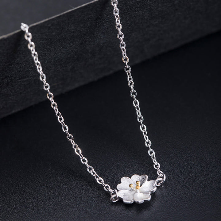 Bracciale a catena con benedizione dei fiori di ciliegio in argento sterling 925 Buddha Stones