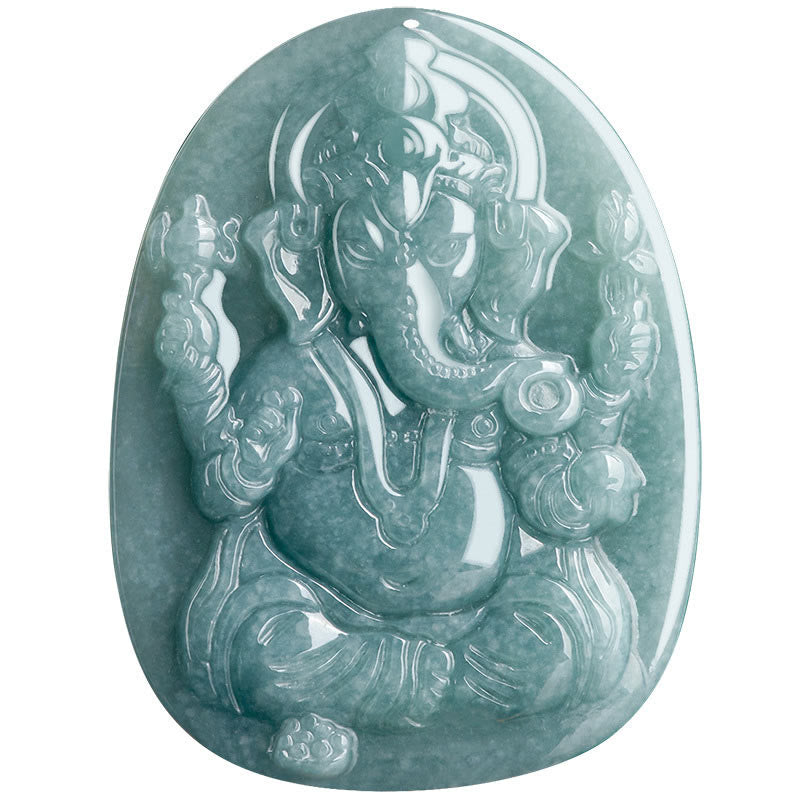 Buddha Stones Natural Jade Ganesh Ganpati Elephant Protection Amuleto Collana Pendente - image 10