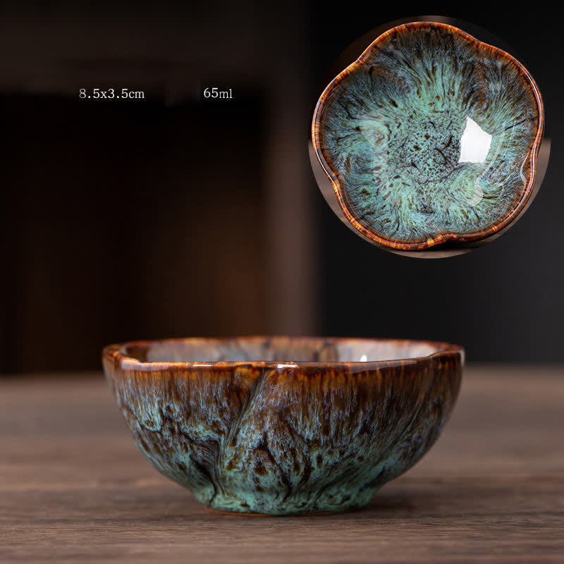 Buddha Stones Peach Blossom Pattern Tazza da tè in ceramica Tazze da tè a forma di fiore