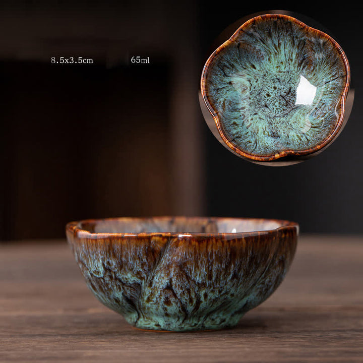 Buddha Stones Peach Blossom Pattern Tazza da tè in ceramica Tazze da tè a forma di fiore