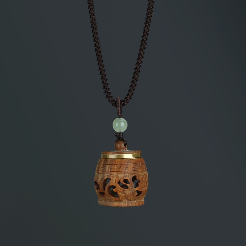 Buddha Stones Tibet Sandalo verde Palissandro Om Mani Padme Hum Loto Collana pendente rilassante positivo - Palissandro a forma di tamburo - image 18