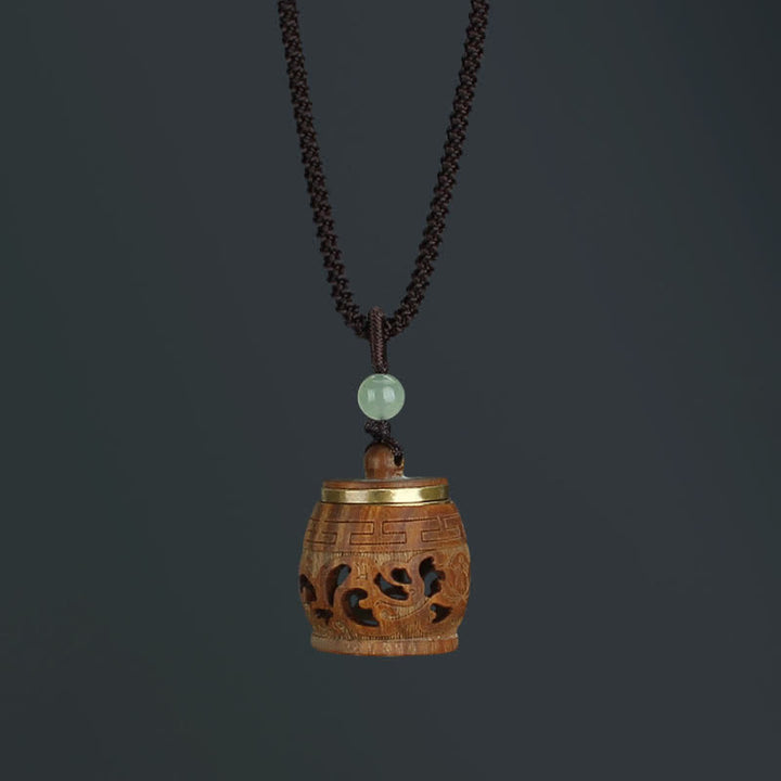 Buddha Stones Tibet Sandalo verde Palissandro Om Mani Padme Hum Loto Collana pendente rilassante positivo - Palissandro a forma di tamburo - image 18