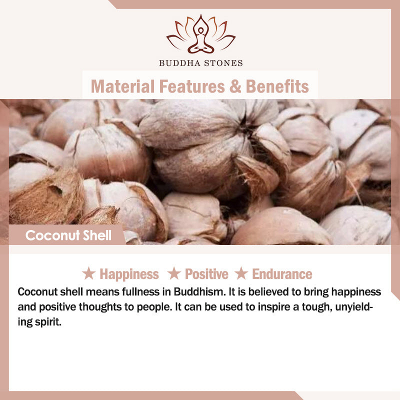 Buddha Stones Perline di guscio di cocco tibetano Braccialetto della felicità con mantra Om Mani Padme Hum inciso