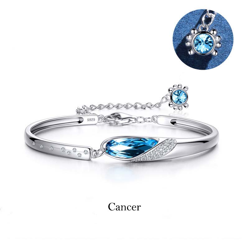 Bracciale con ciondolo Buddha Stones in rame placcato argento 925 con 12 costellazioni dello zodiaco