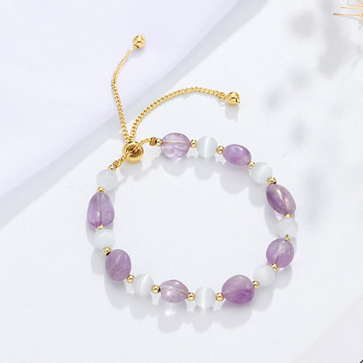Bracciale di consapevolezza spirituale in quarzo rutilato nero e cristallo rosa ametista