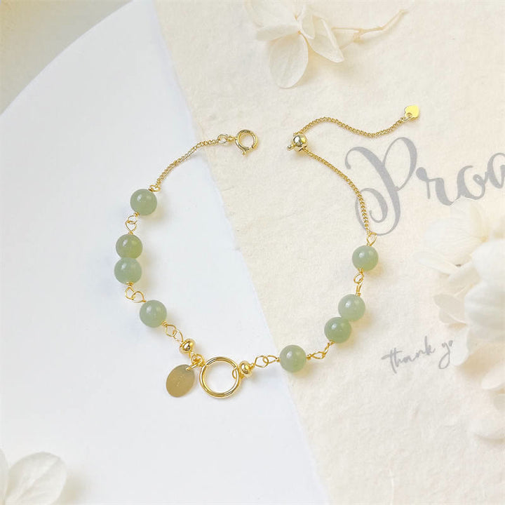 Braccialetto di perline della fortuna riempito d'oro 14K con giada naturale Hetian unica Buddha Stones