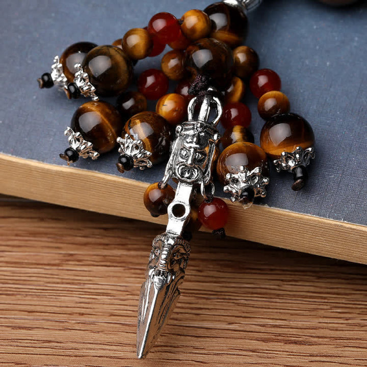 Pietra naturale di occhio di tigre, agata rossa, vena di drago, agata, Vajra Dorje, braccialetto di guarigione, decorazione per auto