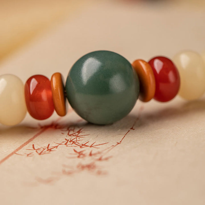 Braccialetto doppio giro Buddha Stones Bodhi Seed Lotus Baccello Charm Peace