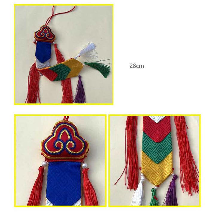 Fiore di loto Otto simboli di buon auspicio Meditazione Illuminazione Nappe colorate Arte murale