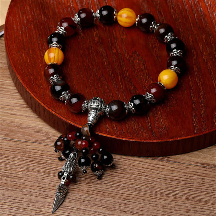 Pietra naturale di occhio di tigre, agata rossa, vena di drago, agata, Vajra Dorje, braccialetto di guarigione, decorazione per auto