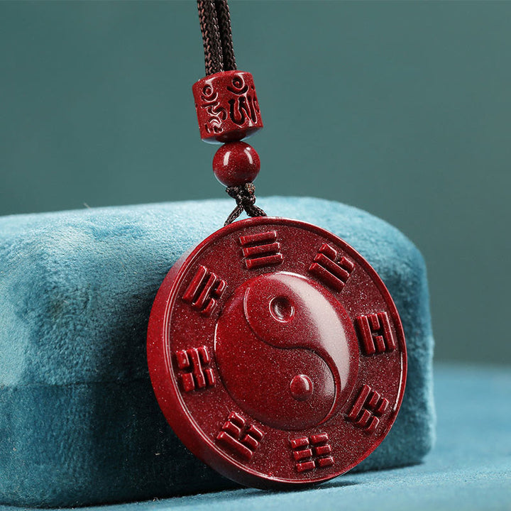 Collana con ciondolo di benedizione Buddha Stones Cinnabar Yin Yang Bagua - Cinabro (Calma♥Concentrazione) - image 1