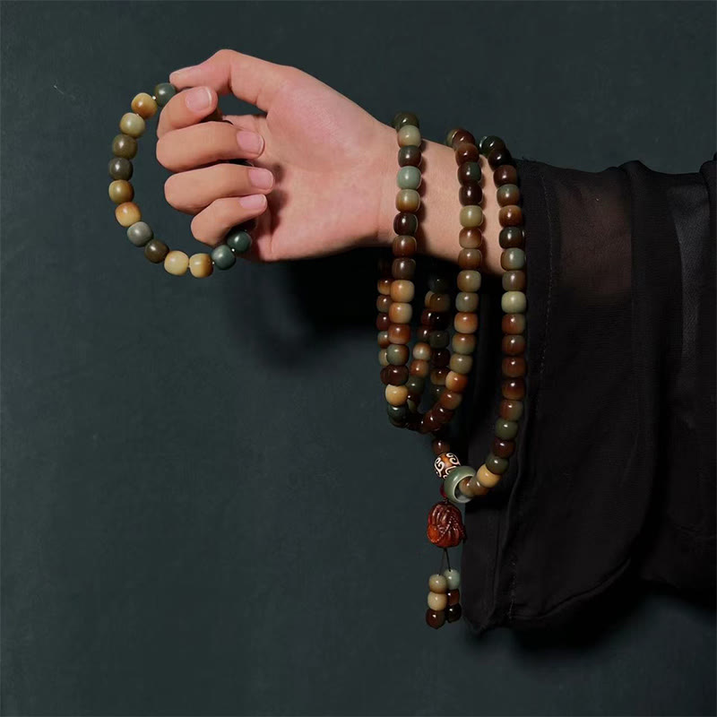 Buddha Stones 108 Mala Beads Bodhi Seed Pace Saggezza Bracciale Polso Mala Tasca Mala