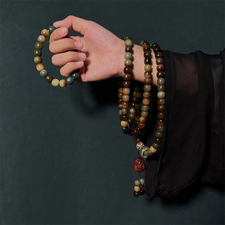 Buddha Stones 108 Mala Beads Bodhi Seed Pace Saggezza Bracciale Polso Mala Tasca Mala