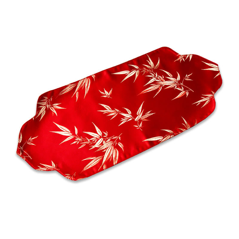 Buddha Stones Sea Wave Bamboo Plum Blossom Broccato Ricamo Sottobicchiere per tazza da tè Kung Fu Tappetino da tè