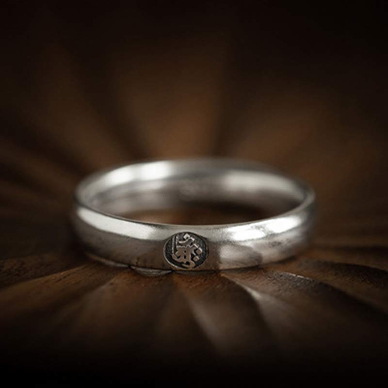 Anello di coppia di benedizione del Buddha Buddha Stones in argento sterling 925, zodiaco cinese, natale