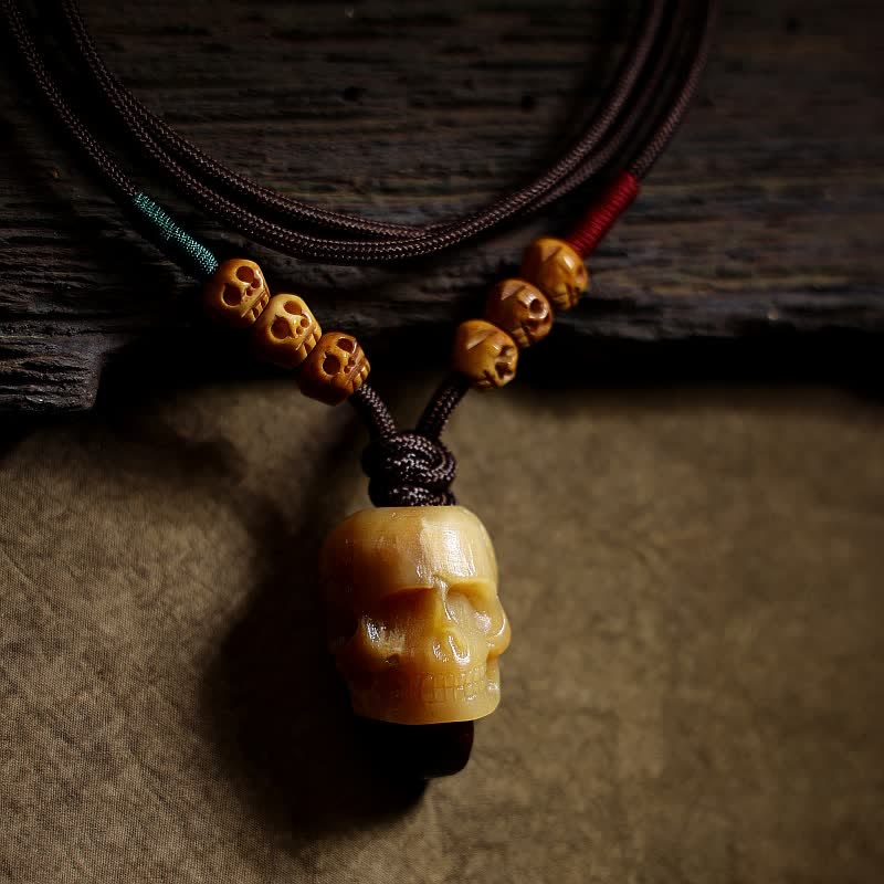 Buddha Stones Tibetano Osso di Cammello Teschio Il Signore del Cadavere Collana con Ciondolo per la Protezione della Foresta