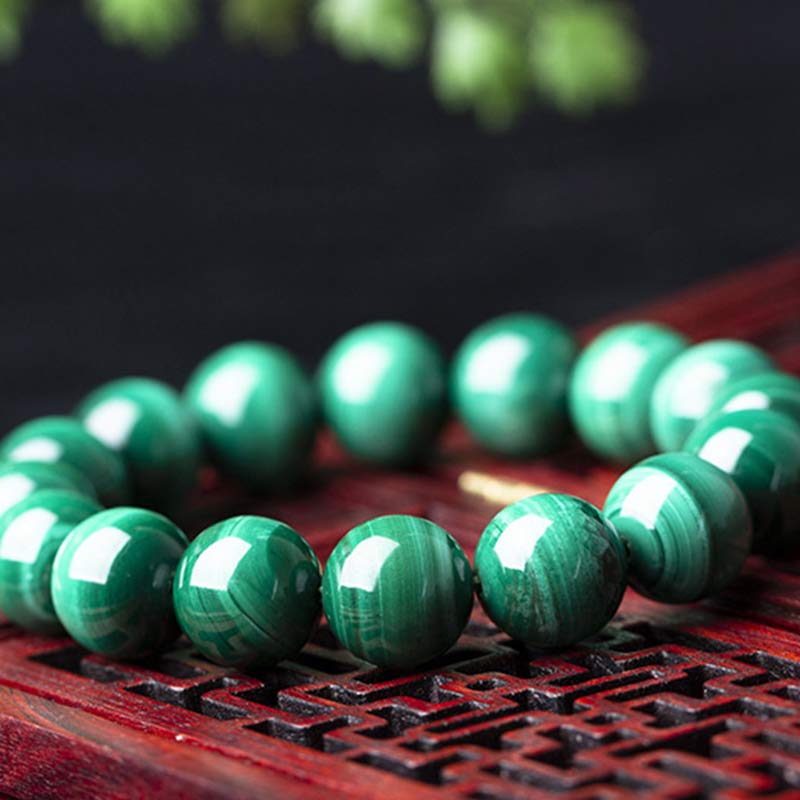 Braccialetto di protezione e calma in malachite naturale Buddha Stones