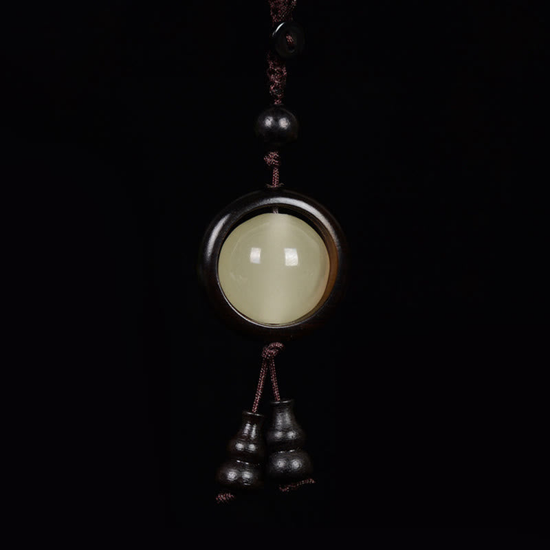 Buddha Stones Sandalo rosso Legno di ebano Sandalo verde Perlina portafortuna luminosa Zucca Portachiavi della pace