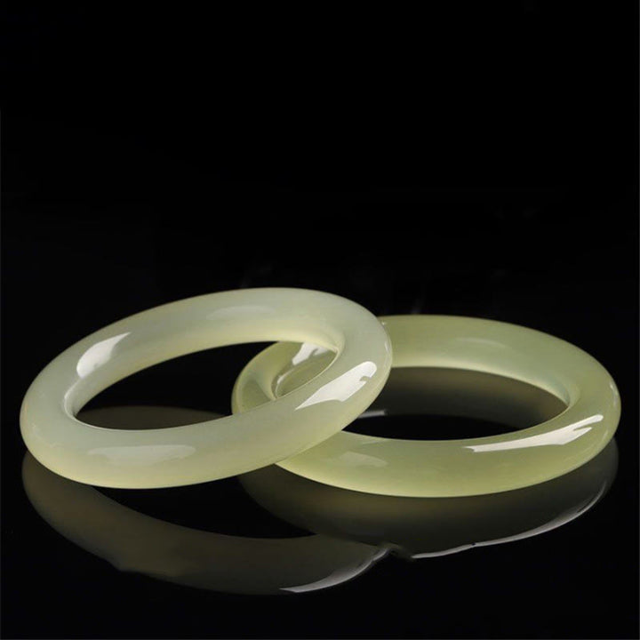 Buddha Stones Braccialetto con polsino in giada afgana naturale Abbondanza