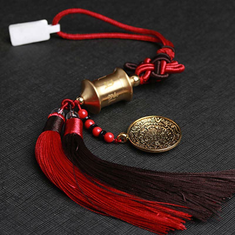 Buddha Stones Tibet Om Mani Padme Hum Ruota della preghiera Nove Palazzo Otto trigrammi Rame Decorazione appesa all'auto