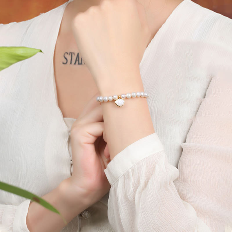 Bracciale con ciondolo in perle di cristallo naturale placcato oro 14K Buddha Stones