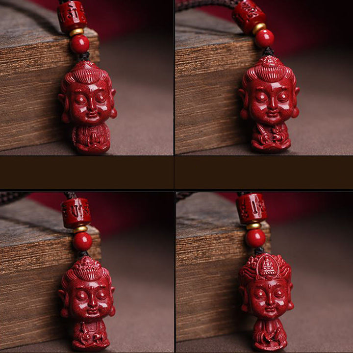 Buddha Stones Zodiaco cinese Buddha natale Cinabro naturale Amuleto Tieni lontani gli spiriti maligni Collana pendente